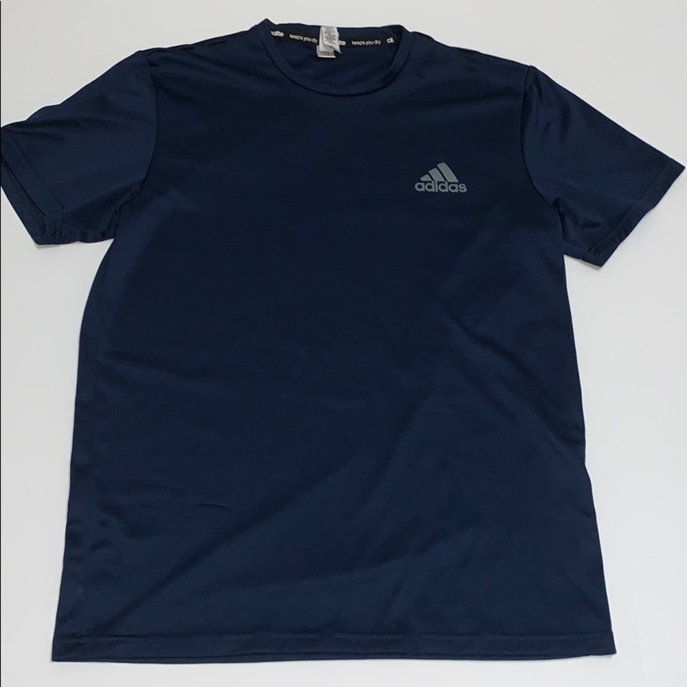 Adidas Men’s Short Sleeve Shirt, Navy Blue,Medium